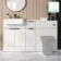 Sicily Fluted Coastal White Combination Vanity Basin 1500mm (Excludes Toilet) - Black Accents