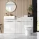 Sicily Fluted Coastal White Side Cabinet Unit 300mm - Brushed Brass Accents
