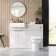 Sicily Fluted Coastal White Vanity with Semi Recessed Basin 600mm - Brushed Brass Accents