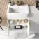 Sicily Fluted Coastal White Vanity with Semi Recessed Basin 600mm - Brushed Brass Accents