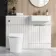 Sicily Fluted Coastal White Combination Vanity Basin and Tucson Toilet 1200mm - Brushed Brass Accents - Right Handed