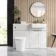 Sicily Fluted Coastal White Combination Vanity Basin and Tucson Toilet 1200mm - Brushed Brass Accents - Right Handed