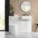 Sicily Fluted Coastal White Combination Vanity Basin and Utah Comfort Height Toilet 1200mm - Brushed Brass Accents - Right Handed