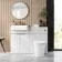 Sicily Fluted Coastal White Combination Vanity Basin with Marble Top & Tucson Toilet 1200mm - Brushed Brass Accents