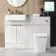 Sicily Fluted Coastal White Combination Vanity Basin with Marble Top & Houston Toilet 1200mm - Brushed Brass Accents