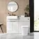 Sicily Fluted Coastal White Combination Vanity Basin with Marble Top & Houston Toilet 1200mm - Brushed Brass Accents