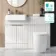 Sicily Fluted Coastal White Combination Vanity Basin with Marble Top & Utah Comfort Height Toilet 1200mm - Brushed Brass Accents