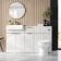 Sicily Fluted Coastal White Combination Vanity Basin and Miami Toilet 1500mm - Brushed Brass Accents
