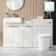 Sicily Fluted Coastal White Combination Vanity Basin with Marble Top & Tucson Toilet 1500mm - Brushed Brass Accents