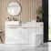 Sicily Fluted Coastal White Combination Vanity Basin with Marble Top & Utah Comfort Height Toilet 1500mm - Brushed Brass Accents