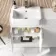 Sicily Fluted Coastal White Vanity with Semi Recessed Basin 600mm - Chrome Handles