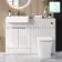 Sicily Fluted Coastal White Combination Vanity Basin with Marble Top & Houston Toilet 1200mm - Chrome Handles