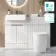Sicily Fluted Coastal White Combination Vanity Basin with Marble Top & Utah Comfort Height Toilet 1200mm - Chrome Handles