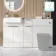Sicily Fluted Coastal White Combination Vanity Basin with Marble Top 1500mm (Excludes Toilet) - Chrome Handles