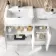 Sicily Fluted Coastal White Combination Vanity Basin with Marble Top 1500mm (Excludes Toilet) - Chrome Handles