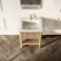 Maru Oak Wood Grain Vanity Unit & Matt White Stone Basin 600mm