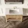 Maru Oak Wood Grain Vanity Unit & Matt White Stone Basin 1000mm