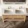 Maru Oak Wood Grain Vanity Unit & Matt White Double Stone Basin 1400mm