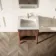 Maru Walnut Wood Grain Vanity Unit & Matt White Stone Basin 600mm