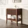 Maru Walnut Wood Grain Vanity Unit & Matt White Stone Basin 800mm