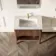 Maru Walnut Wood Grain Vanity Unit & Matt White Stone Basin 800mm