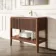 Maru Walnut Wood Grain Vanity Unit & Matt White Stone Basin 1000mm