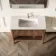 Maru Walnut Wood Grain Vanity Unit & Matt White Stone Basin 1000mm