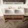 Maru Walnut Wood Grain Vanity Unit & Matt White Double Stone Basin 1200mm