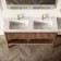 Maru Walnut Wood Grain Vanity Unit & Matt White Double Stone Basin 1400mm