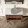 Maru Walnut Wood Grain Vanity Cabinet 1000mm with Matt White Stone Top - Basin Not Included