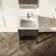 Maru Black Oak Wood Grain Vanity Unit & Matt White Stone Basin 600mm