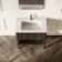 Maru Black Oak Wood Grain Vanity Unit & Matt White Stone Basin 800mm