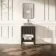 Maru Black Oak Wood Grain Vanity Cabinet 600mm with Matt White Stone Top - Basin Not Included