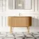 Positano Natural Oak Curved Vanity Unit & Matt White Stone Basin 1200mm