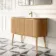 Positano Natural Oak Curved Vanity Unit & Matt White Stone Basin 1200mm