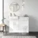 100% Waterproof - Harper Gloss White PVC Basin Vanity and Back To Wall Toilet Unit 1000mm (Excludes Toilet) - Brushed Brass Accents
