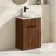 Havana Fluted Black Walnut Cabinet with Marble Top & Nevis Basin 600mm - Black Accents