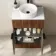 Havana Fluted Black Walnut Cabinet with Marble Top & Nevis Basin 600mm - Black Accents