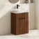 Havana Fluted Black Walnut Cabinet with Marble Top & Reno Basin 600mm - Black Accents