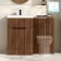 Havana Fluted Black Walnut Basin Vanity and Back To Wall Toilet Unit 1100mm (Excludes Toilet) - Black Accents