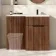 Havana Fluted Black Walnut Basin Vanity and Back To Wall Toilet Unit 1100mm (Excludes Toilet) - Black Accents - Right Handed