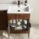 Havana Fluted Black Walnut Basin Vanity and Back To Wall Toilet Unit 1100mm (Excludes Toilet) - Black Accents - Right Handed