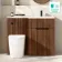 Havana Fluted Black Walnut Combination Vanity Basin and Utah Comfort Height Toilet 1100mm - Black Accents - Right Handed
