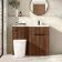Havana Fluted Black Walnut Combination Vanity Basin and Utah Comfort Height Toilet 1100mm - Black Accents - Right Handed