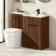 Havana Fluted Black Walnut Combination Vanity Basin and Utah Comfort Height Toilet 1100mm - Black Accents - Right Handed