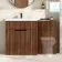 Havana Fluted Black Walnut Basin Vanity and Back To Wall Toilet Unit 1300mm (Excludes Toilet) - Black Accents