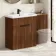 Havana Fluted Black Walnut Basin Vanity and Back To Wall Toilet Unit 1300mm (Excludes Toilet) - Black Accents