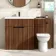 Havana Fluted Black Walnut Combination Vanity Basin and Aruba Toilet 1300mm - Black Accents
