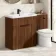 Havana Fluted Black Walnut Combination Vanity Basin and Aruba Toilet 1300mm - Black Accents