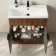 Havana Fluted Black Walnut Combination Vanity Basin and Aruba Toilet 1300mm - Black Accents